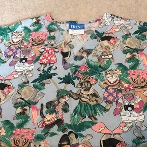 Hawaiian cat scrub top